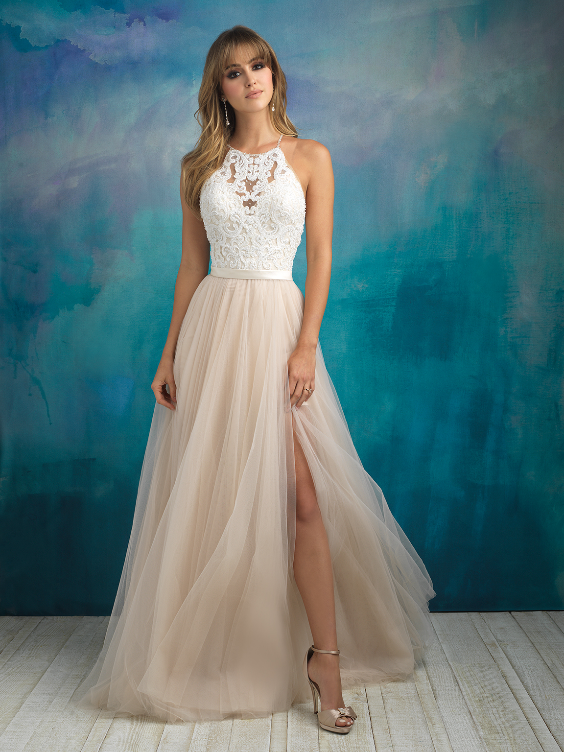 Allure Bridals 9264 Lace Queen Anne Neckline Wedding Dress